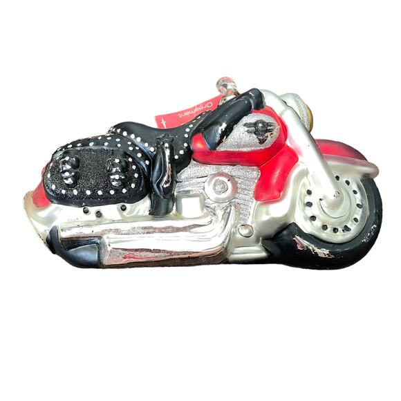 Dept 56 Harley Davidson Motorcycle Ornament Large Handblown Glass Collectible - Picture 2 of 16